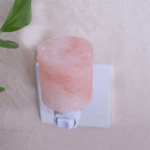 Exquisite Cylinder Natural Rock Salt Himalaya Salt Lamp Air Purifier with Wood Base Amber for Indoor Lighting