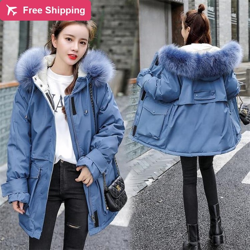 Large female fur new 2020 with hood parka plus size xl of women down wadded ladies'hot winter jacket, Blue 
Large female fur new 2020 with hood parka plus size xl of women down wadded ladies'hot winter jacket, Blue