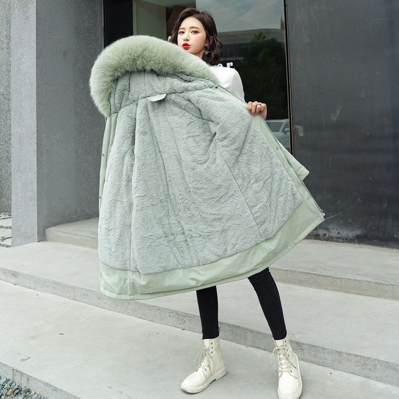 Fitaylor Winter Cotton Parkas Women Large Fur Collar Slim Hooded Thick Warm Coat Padded Jacket Snow Parkas 201214