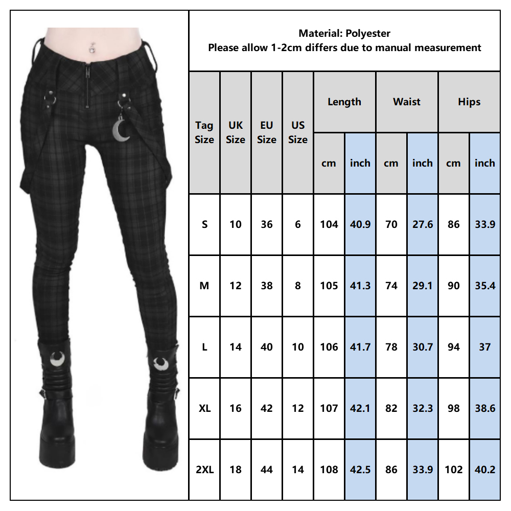 Gothic Pants Girls Plaid High Waist Skinny Trousers Harajuku Women's Full Length Pencil Pants Vintage Female Elastic Leggins D30 201113