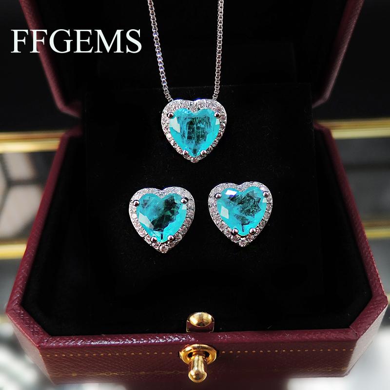 FFGems Paraiba Tourmaline Emerald Gemstone Heart silver Gold color New Earrings Necklace Sets 2020 for women girl Gift Wholesale
FFGems Paraiba Tourmaline Emerald Gemstone Heart silver Gold color New Earrings Necklace Sets 2020 for women girl Gift Wholesale