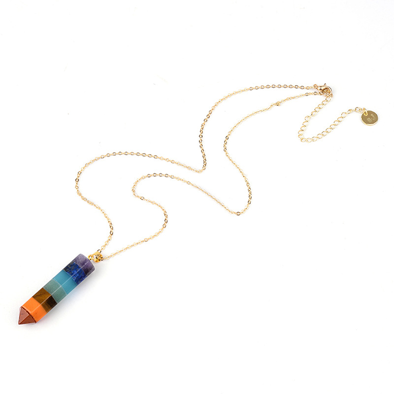 Rainbow Chakra Stone Pendant Necklaces Natural Quartz Reiki Healing Crystal Jewelry Gift for Women Hexagonal Prism Pendulum Charms 638 K2
Rainbow Chakra Stone Pendant Necklaces Natural Quartz Reiki Healing Crystal Jewelry Gift for Women Hexagonal Prism Pendulum Charms 638 K2