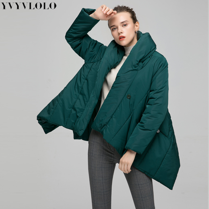YVYVLOLO winter jacket women coat New irregularity Loose parka women down winter coat Fashion Cloak Warm Jacket Overcoat 200928