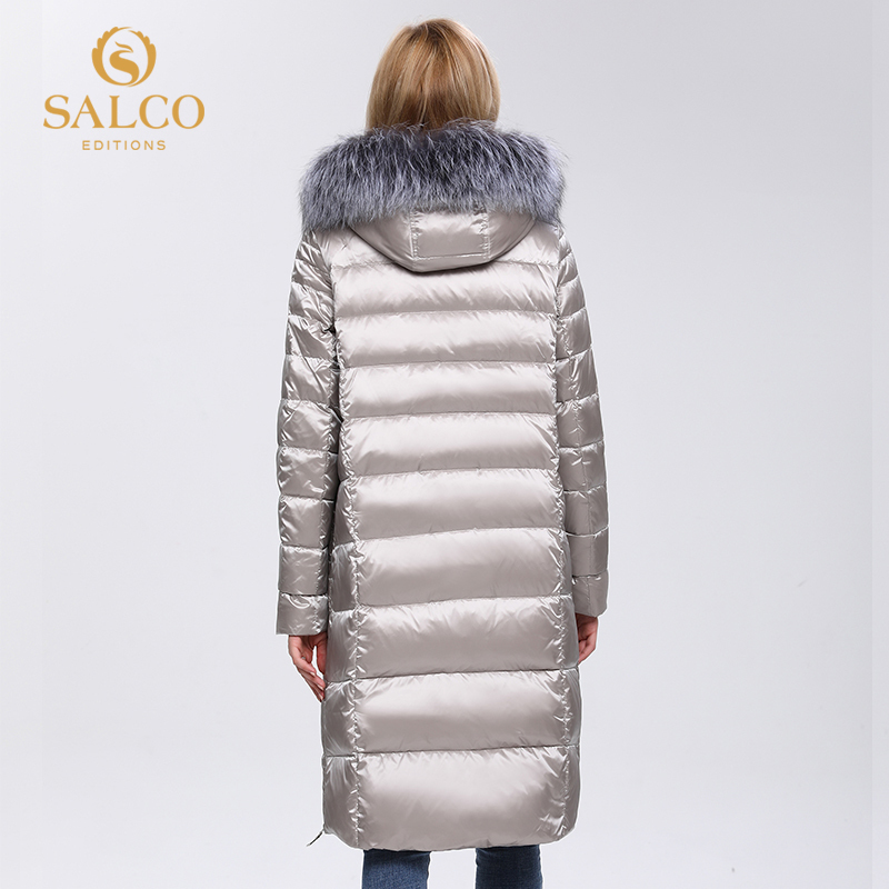 SALCO Free shipping The latest big-zipped pearl-cotton winter warm coat high-end real fur coat 201019