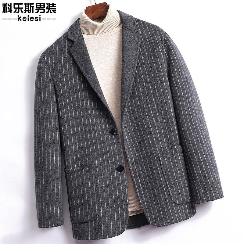 Fall / Winter 2020 Men's Double Faced Wool Coat Short Casual Vertical Stripe Suit Woolen Men's Jacket, Black
Fall / Winter 2020 Men's Double Faced Wool Coat Short Casual Vertical Stripe Suit Woolen Men's Jacket, Black