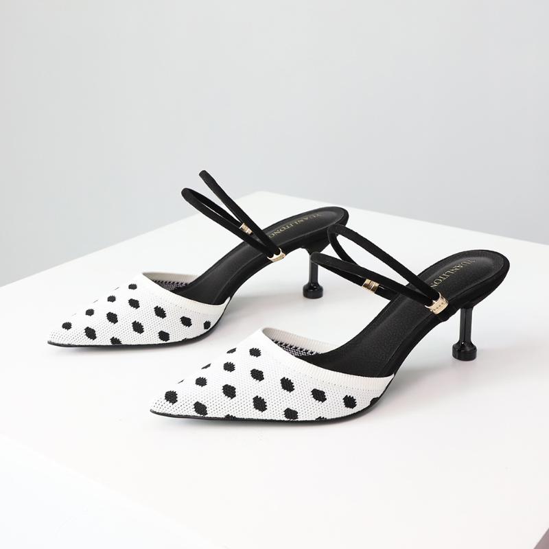 Korean Mules shoes summer white black mixed color pumps ladies pointed closed toe sandals popular dot -weave high heels women
Korean Mules shoes summer white black mixed color pumps ladies pointed closed toe sandals popular dot -weave high heels women