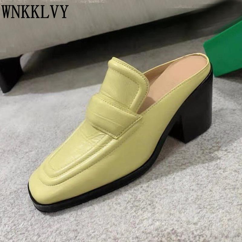 New Square Toe Chunky High Heels Women Slippers Crocodile Pattern Real Leather Deep Mouth Sandals Spring Lazy Mules Runway Shoes, Brown
New Square Toe Chunky High Heels Women Slippers Crocodile Pattern Real Leather Deep Mouth Sandals Spring Lazy Mules Runway Shoes, Brown