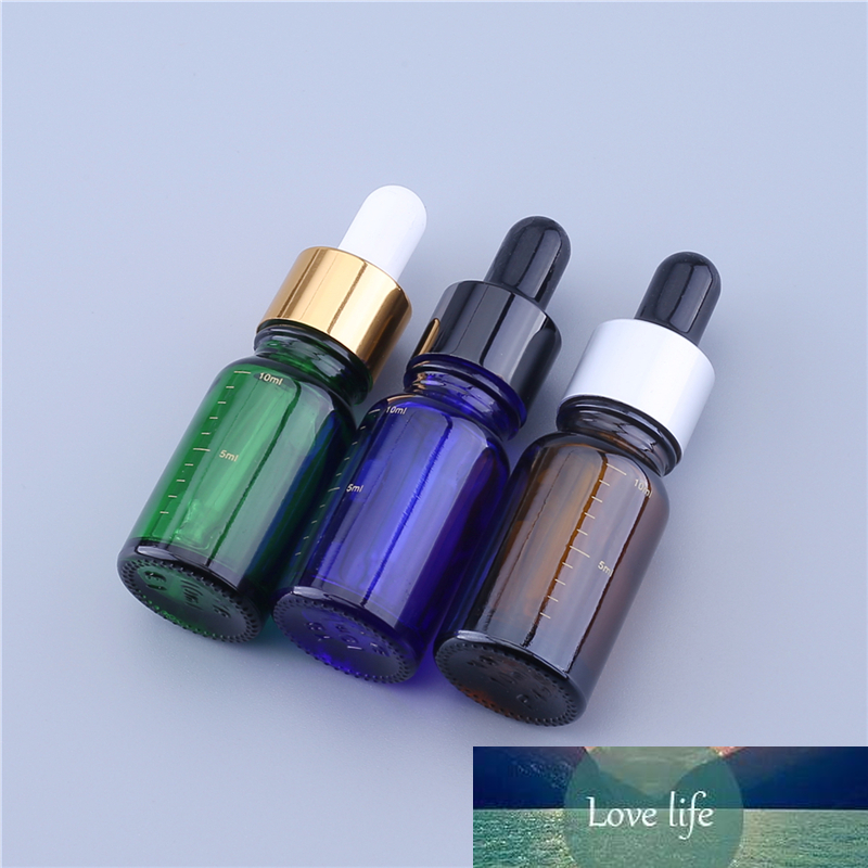 200pcs/lot Empty 10ML Scale Glass Serum Dropper Bottle 10cc Amber Blue Green Essential Oil Bottles with Scale on The Bottle