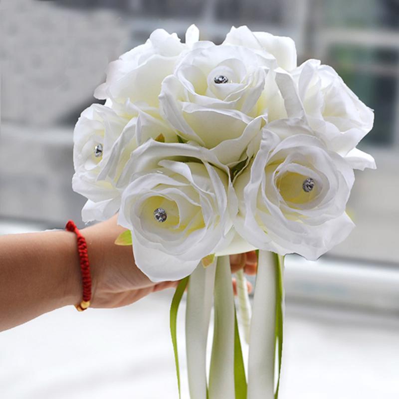 Hand Made Real Touch Silk Flower Roses for Bridesmaid Bouquet with Artificial Diamond and Ribbon White/Pink Valentines Gift
Hand Made Real Touch Silk Flower Roses for Bridesmaid Bouquet with Artificial Diamond and Ribbon White/Pink Valentines Gift