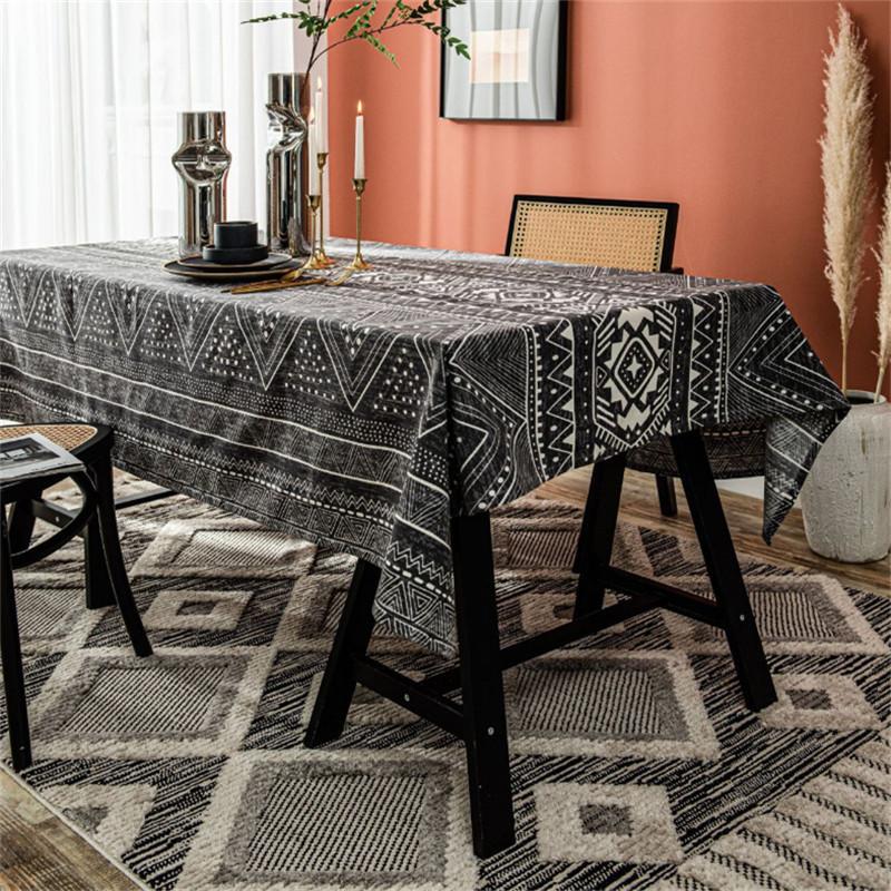Table Cloth Cotton Linen Black Grey Tablecloth Geometric Printed Outdoor Rectangular Cover, As pic
Table Cloth Cotton Linen Black Grey Tablecloth Geometric Printed Outdoor Rectangular Cover, As pic