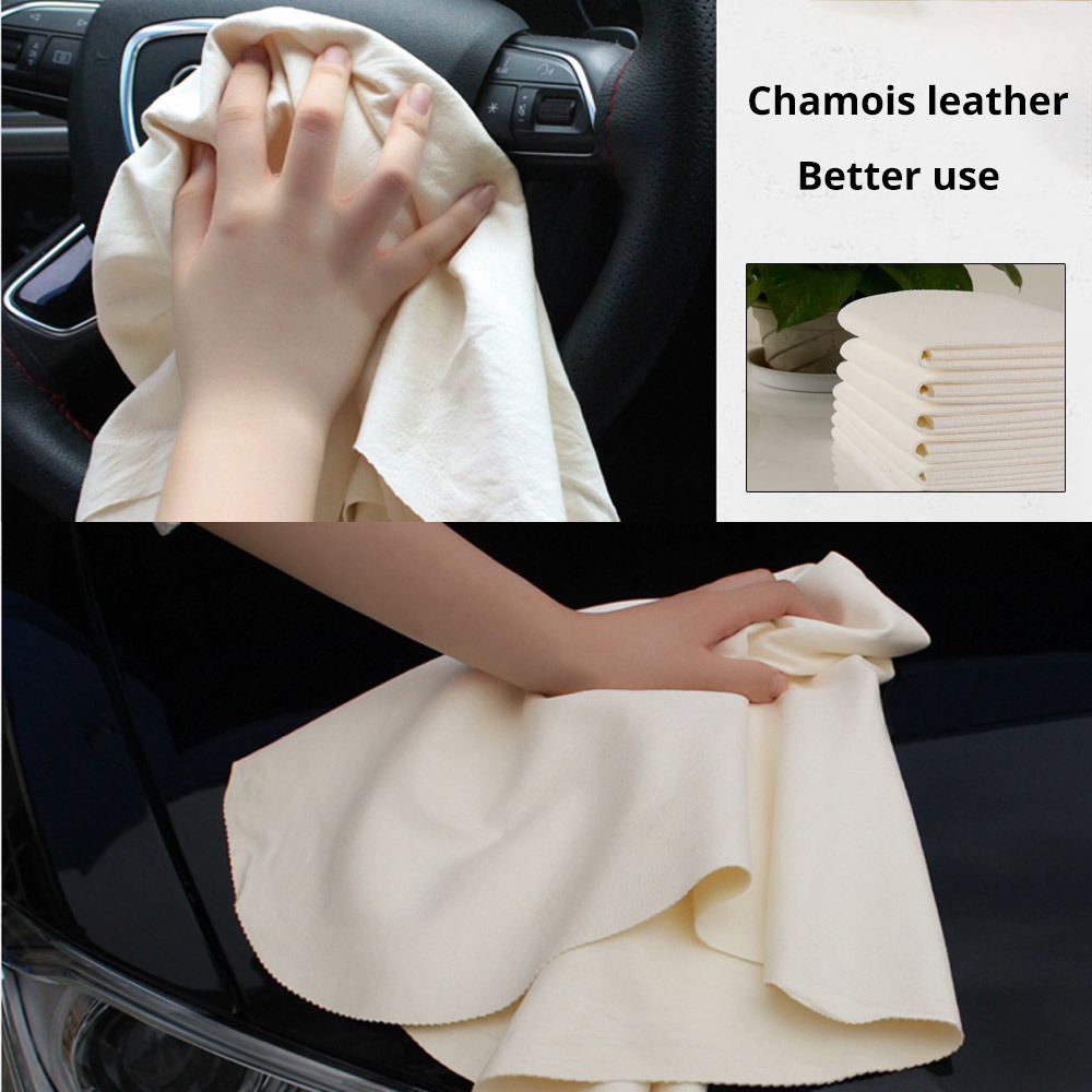 Auto Care Natural Chamois Car Cleaning Cloth Genuine Leather Wash Suede Absorbent Quick Dry Towel Streak Lint Free