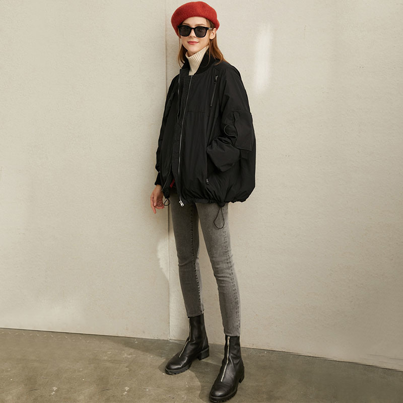 AMII Minimalism Winter Solid Women Down Coat Jacket Fashion 95% Cashmere Content Full Sleeve Loose Shirt Female Coat 11840276 201019