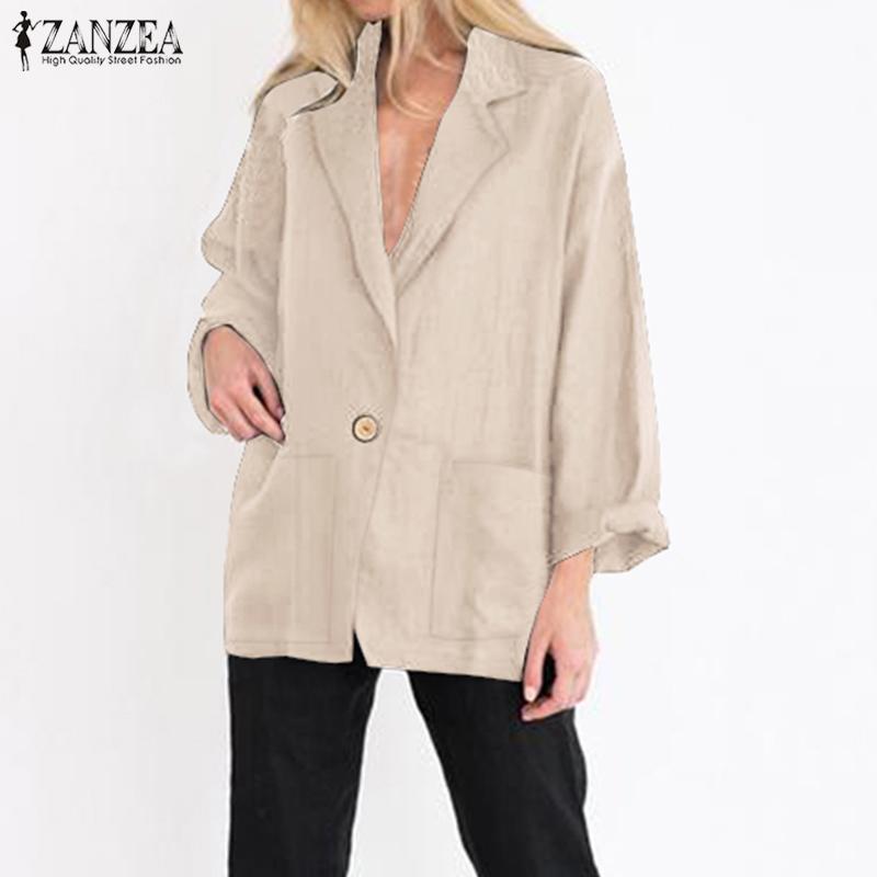Fashion Thin Coats Women's Blazers 2021 ZANZEA Casual Long Sleeve Outwears Female Lapel Single Button Jackets Plus Size Tunic, Beige
Fashion Thin Coats Women's Blazers 2021 ZANZEA Casual Long Sleeve Outwears Female Lapel Single Button Jackets Plus Size Tunic, Beige