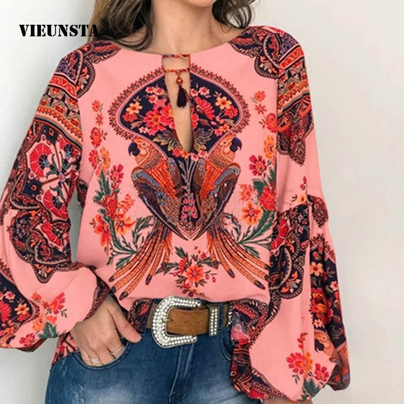 VIEUNSTA Autumn O-Neck Tassel Chiffon Blouse Shirts Women Lantern Sleeve Lace-up Blusas Elegant Flower Print Blouses Tops 5XL Y200402, Blue
VIEUNSTA Autumn O-Neck Tassel Chiffon Blouse Shirts Women Lantern Sleeve Lace-up Blusas Elegant Flower Print Blouses Tops 5XL Y200402, Blue