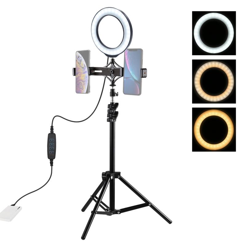 PKT3036 6.2 inch 16cm USB 3 Modes Dimmable LED Ring Vlogging Photography Video Lights with Cold Shoe Tripod Ball Head
PKT3036 6.2 inch 16cm USB 3 Modes Dimmable LED Ring Vlogging Photography Video Lights with Cold Shoe Tripod Ball Head