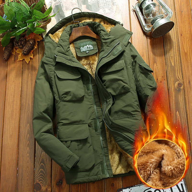 Fashion Men Winter Cotton Padded Clothes Thicken Fleece Men Hooded Windbreaker Jacket Male Casual Warm Parka Coat Plus Size 201127