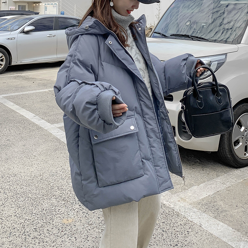 Woman Parkas Plus Size Winter Warm Thick Hooded Coat Pocket Padded Bubble Puffer Jacket Loose Casual Preppy Parka Outwear 201217