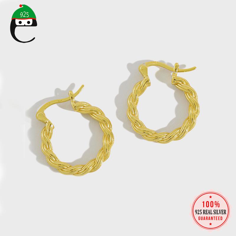 ElfoPlataSi Real 925 Sterling Silver Fashion Sweet INS Gold Twist Charm Hoop Earring For Women Wedding Party Fine Jewelry DD206
ElfoPlataSi Real 925 Sterling Silver Fashion Sweet INS Gold Twist Charm Hoop Earring For Women Wedding Party Fine Jewelry DD206