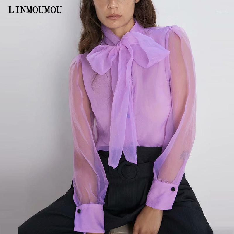 Women' Blouses & Shirts Purple Bow Collar Top Women' Fashion Long Sleeve Tulle Single-Breasted Decorative Loose1
Women' Blouses & Shirts Purple Bow Collar Top Women' Fashion Long Sleeve Tulle Single-Breasted Decorative Loose1