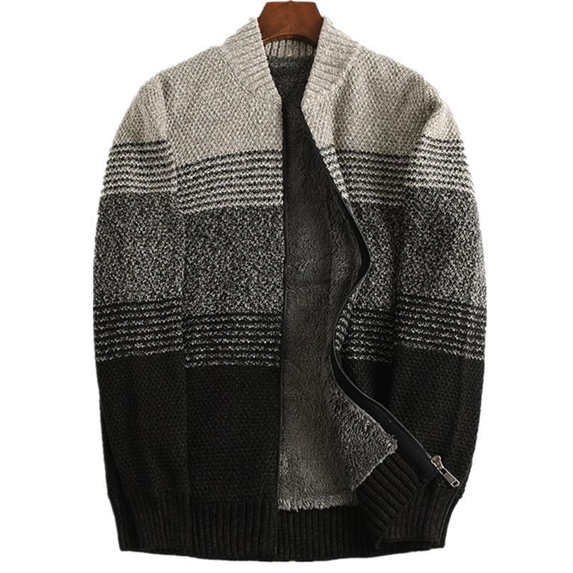 ICPANS Wool Liner Winter Sweater Man Thicken Warm Snow Sweatcoats Cotton Rainbow Cardigan Men Plus Size 5XL 6XL 7XL 201224