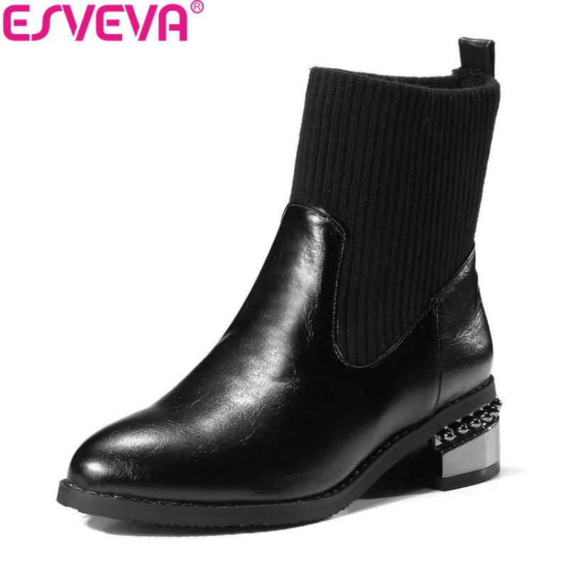 ESVEVA 2021 Women Boots Classical Square Med Heel Ankle Boots Short Plush Appointment Woolen+PU Handmade Ladies Size 34-43, Black
ESVEVA 2021 Women Boots Classical Square Med Heel Ankle Boots Short Plush Appointment Woolen+PU Handmade Ladies Size 34-43, Black