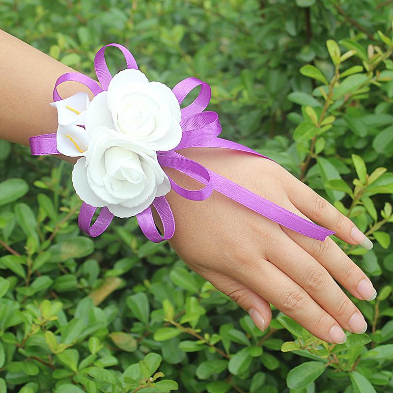 White 5Pcs/Set Bridal Mother Bridesmaid Hand Wrist Flower Wedding Supplies Party Prom Women Corsage Artificial Flowers PE Rose, Purple
White 5Pcs/Set Bridal Mother Bridesmaid Hand Wrist Flower Wedding Supplies Party Prom Women Corsage Artificial Flowers PE Rose, Purple
