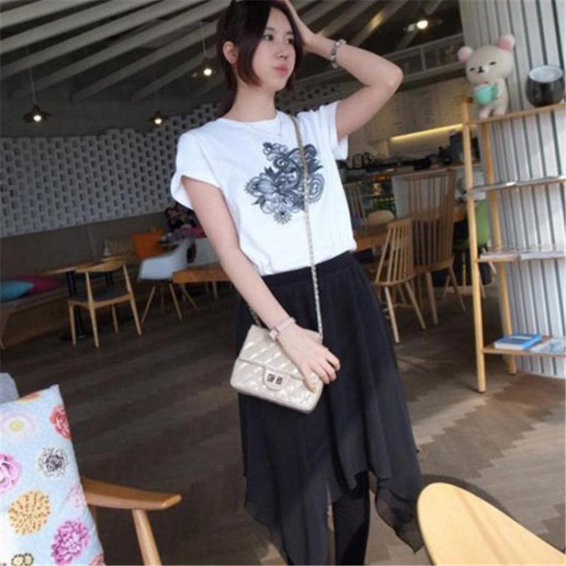 Spring And Summer Women's Korean Irregular Chiffon Skirt Backing False Two Xl Slim Skirt Leggings 201202