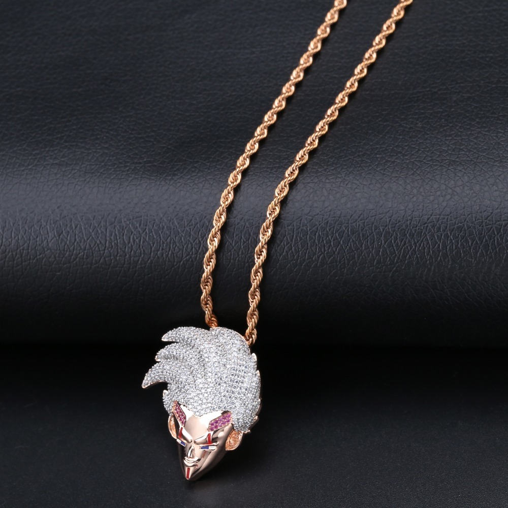 TOPGRILLZ Vegeta Pendant Necklace Men's Iced Out CZ Chains Hip Hop/Punk Rose Gold Color Charms Jewelry Gifts Y1220