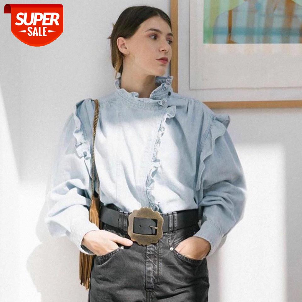 Ruffles Vintage Blue Blouse Women Spring Long Sleeve Ruffled Neck Button Cotton Shirts Femme Casual Retro Cozy Shirt Tops 2021 #kK24, White
Ruffles Vintage Blue Blouse Women Spring Long Sleeve Ruffled Neck Button Cotton Shirts Femme Casual Retro Cozy Shirt Tops 2021 #kK24, White