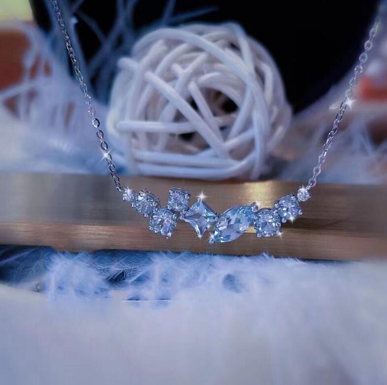 Sterg Sier Zircon Necklace for Women, Wedding Jewelry