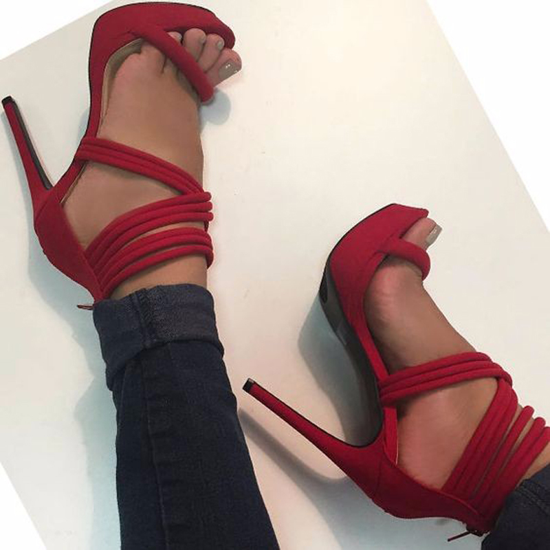 Woman open-toed red suede leather cross combined high platform ankle strap gladiator straps shoes sandals, The picture
Woman open-toed red suede leather cross combined high platform ankle strap gladiator straps shoes sandals, The picture