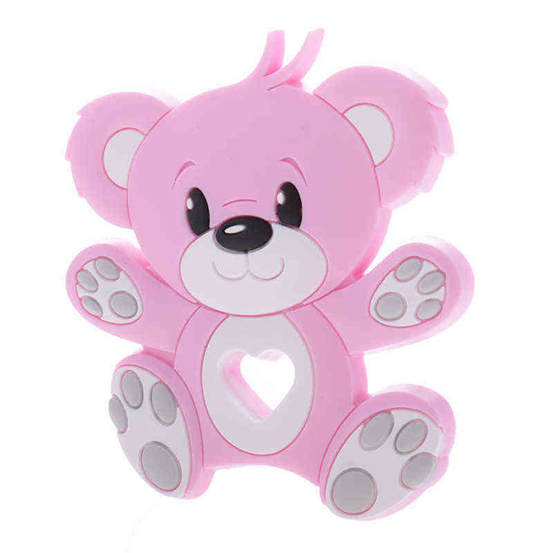 10pc Bear Silicone Baby Teether Food Grade born Teething Necklace Pacifier Chain Accessories Rodent Pendant Toy A Free Gift 220209