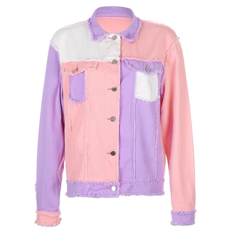 Women Long Sleeve Bomber Denim Jacket Lapel Collar Color Block Coat Button Up Distressed Tassels Outwear with Pockets, Brown
Women Long Sleeve Bomber Denim Jacket Lapel Collar Color Block Coat Button Up Distressed Tassels Outwear with Pockets, Brown