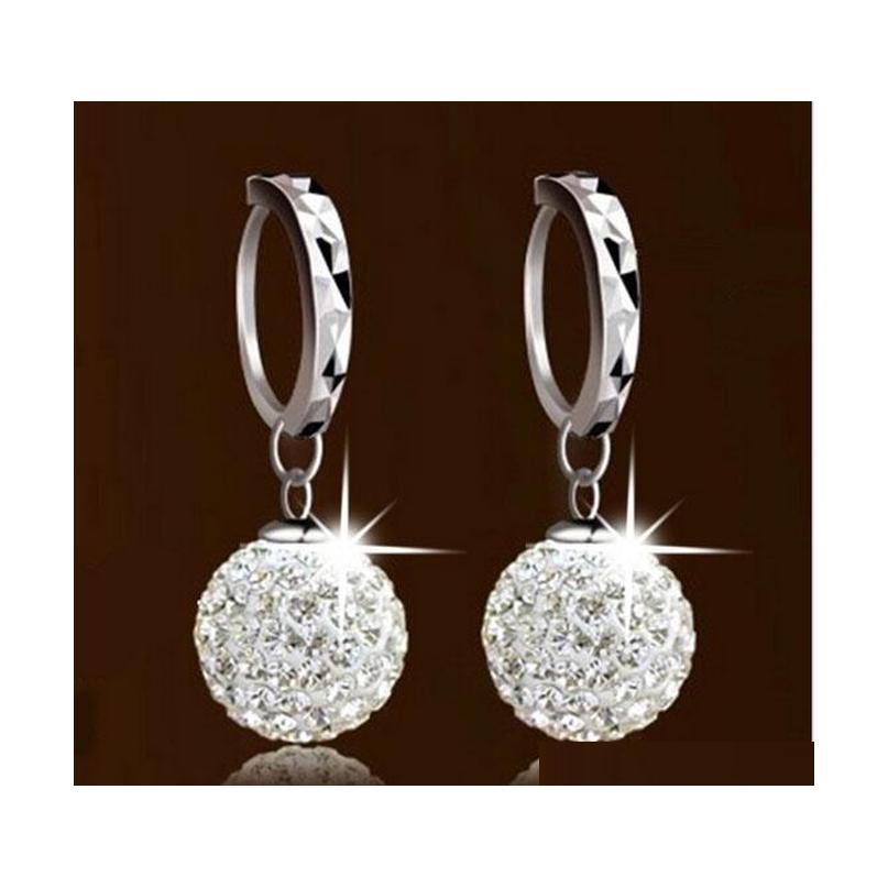 Austrian Crystal Dangle Earrings Rhinestone Disco Ball Ear Jewelry 925 Sterling Silver Earrings For W sqcZKr dhseller2010