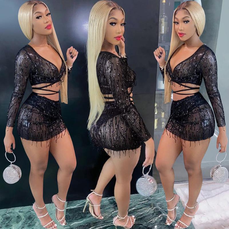 Women' Tracksuits Sequined Tassel Sexy 2 Piece Sets Women Outfits Night Club Wear Party Lace Up V Neck Crop Top And Mini Skirt Set Matching, Gold
Women' Tracksuits Sequined Tassel Sexy 2 Piece Sets Women Outfits Night Club Wear Party Lace Up V Neck Crop Top And Mini Skirt Set Matching, Gold