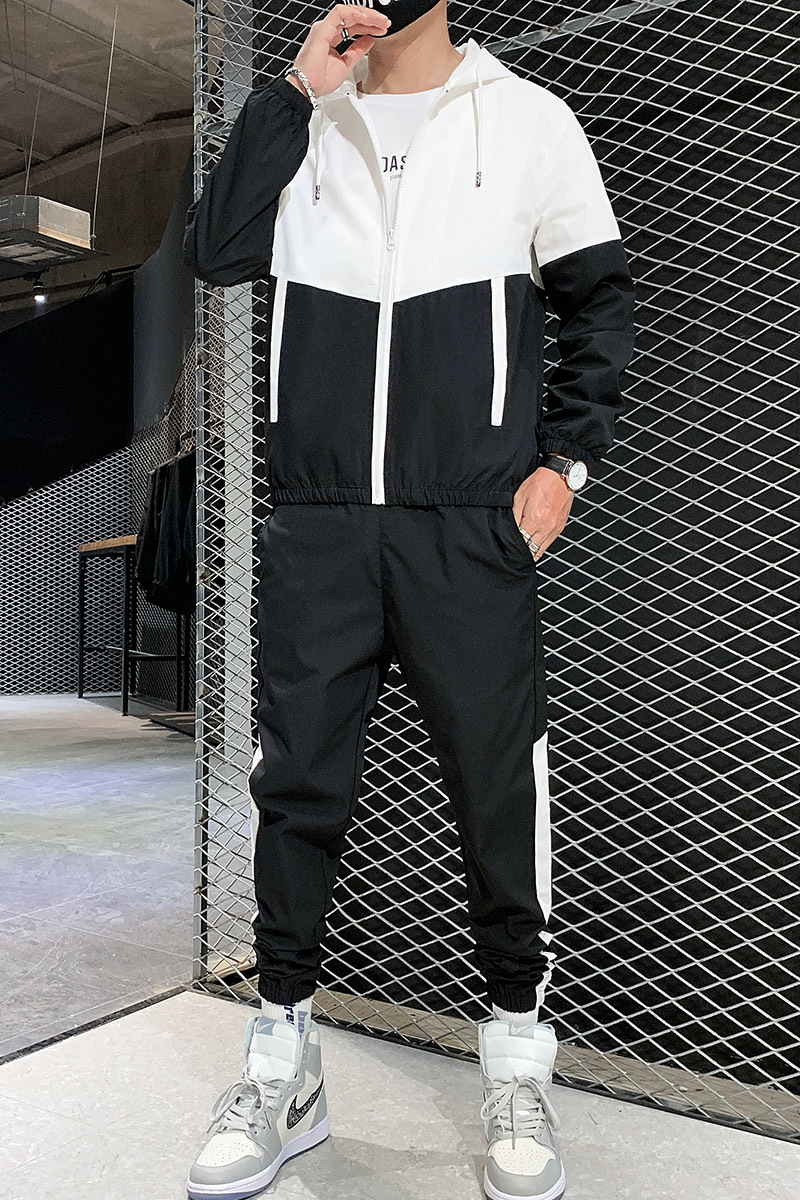 Hip-hop Suit Male Set Track Suits Sweatsuit Man Tracksuit Mens Sets Pant Zipper Pockets Outwear 2PC Jacket+Pants 220226