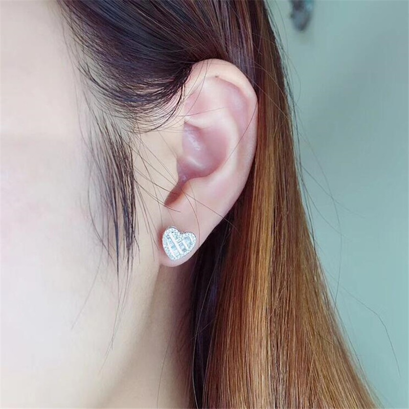 Sterg Sier Princess Cut Topaz CZ Dia Heart Stud Earrings