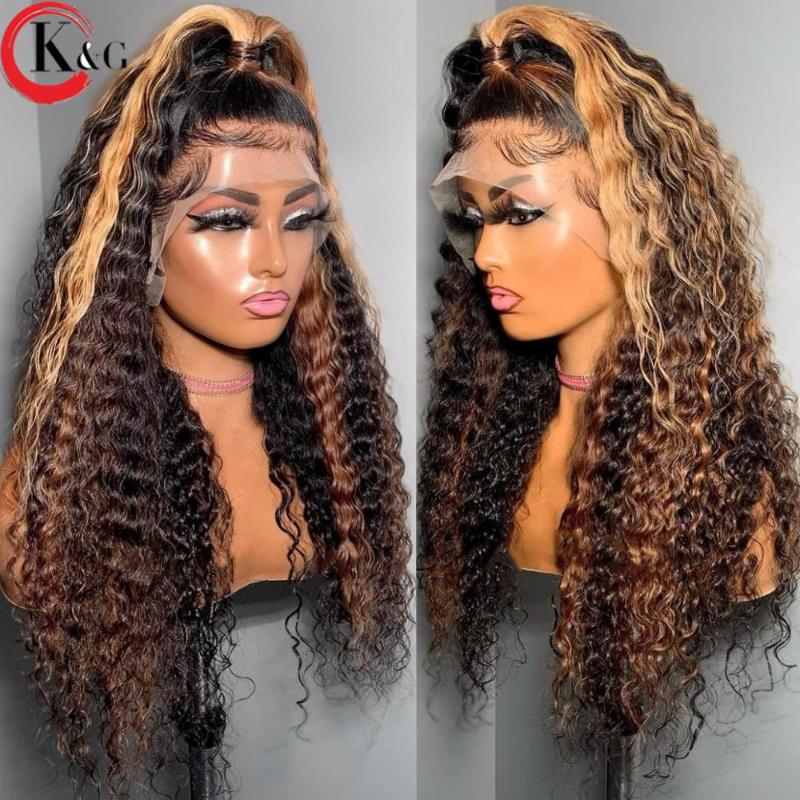 KUNGANG Highlight T-part Lace Front Human Hair Wigs Curly 150% Density Lace Wigs With Baby Hair Brazilian Middle Ratio Non-Remy, As pic
KUNGANG Highlight T-part Lace Front Human Hair Wigs Curly 150% Density Lace Wigs With Baby Hair Brazilian Middle Ratio Non-Remy, As pic