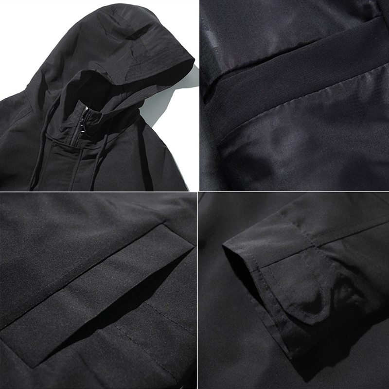 Men's jacket Spring and autumn new fashion hooded long coat windbreaker men's solid color loose jacket large size men's clothing T20050