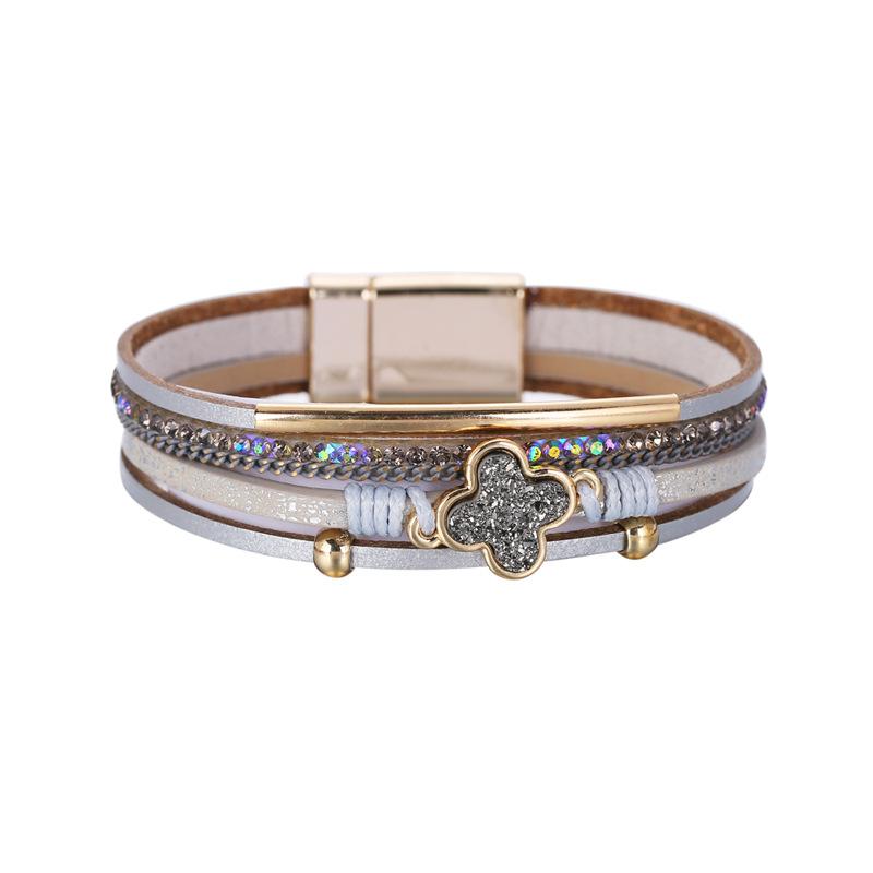 Lucky Four-leaf Clover Leather Handmade Bracelet Punk Crystal Jewelry Bangle Women Gifts
Lucky Four-leaf Clover Leather Handmade Bracelet Punk Crystal Jewelry Bangle Women Gifts