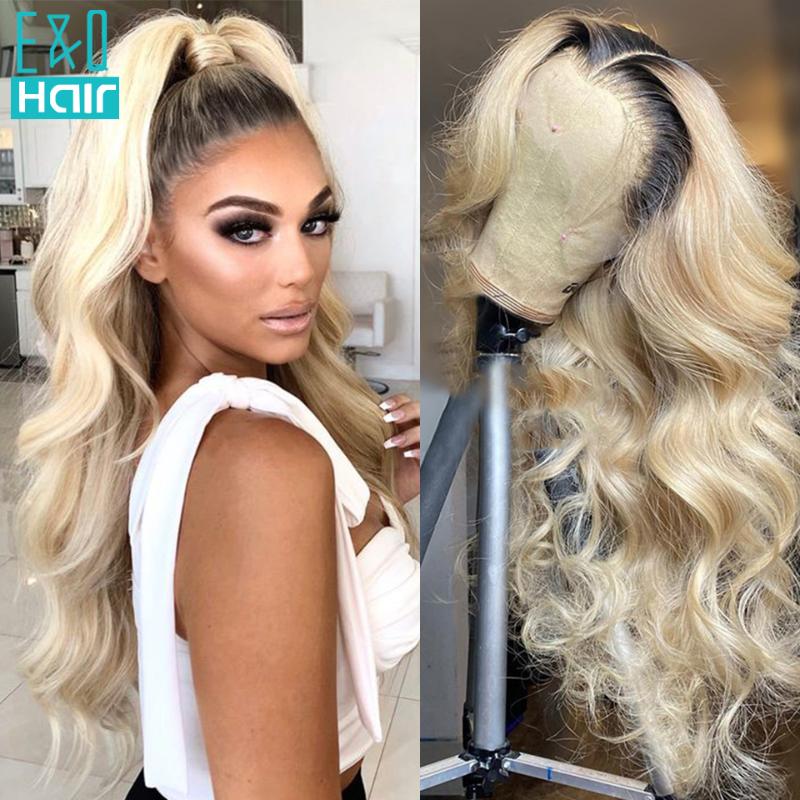 

180% 1b 613 Honey Blonde Ombre Colored 13x4 Lace Front Human Hair Wigs For Black Women Pre Plucked Brazilian Remy Body Wave Wig, As pic
