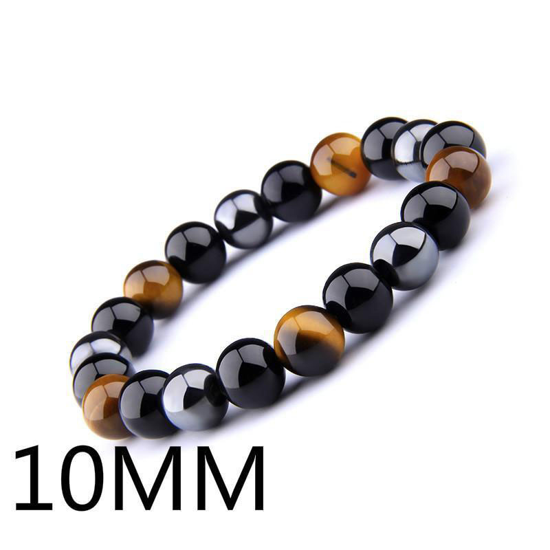 Black Natural Onyx Obsidian Beaded Bracelet 8MM 10MM Stone Strand Wrap Buddha Bangle with Tiger Eye Good Jewelry Gift for Men and Women Wholesale Pric