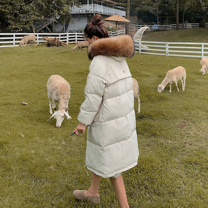 Fashion Long Hooded Down Parka Ladies Coat Warm Winter Jacket Women Loose Big Fur Collar Oversize Chic Coat Female 201019