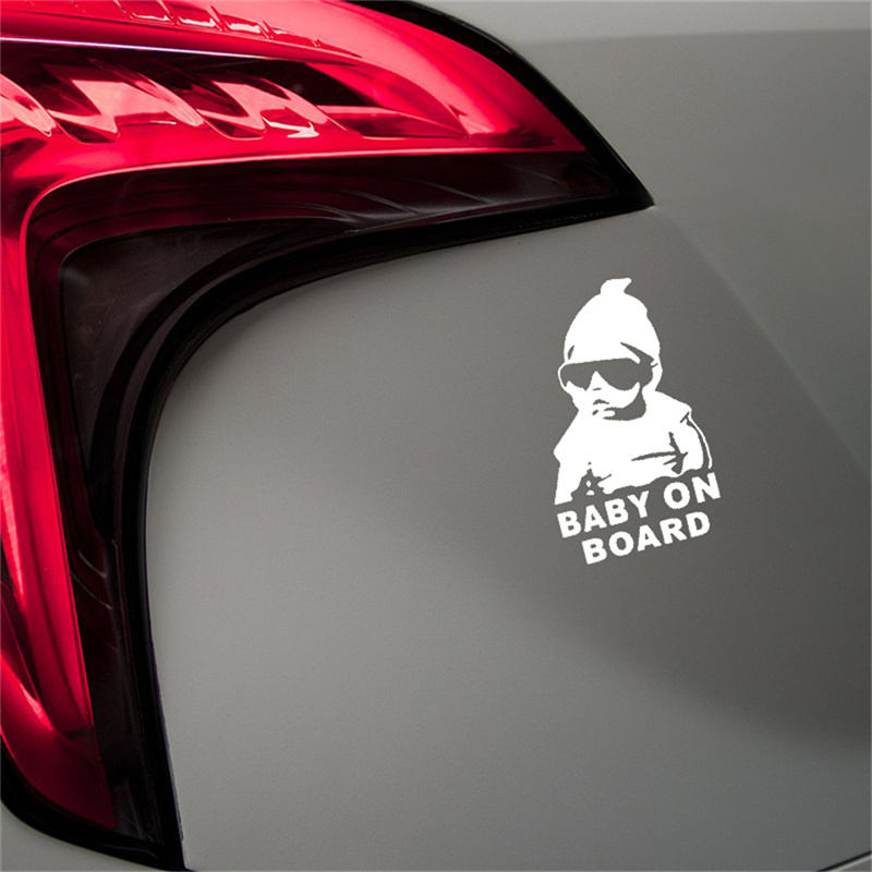 Vehicle Baby ON Board Cool Stickers Rear Reflective Sunglasses Child Scratch Warning Decal For Auto Racing Computer Truck Windows Office Home Gift Dec