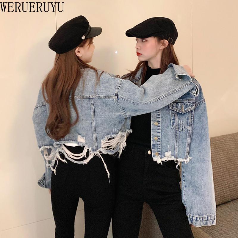 WERUERUYU 2020 Autumn New Women Denim Coat Long Sleeve Jacket Casual Ripped Holes Tops Lady Single Breasted Denim Streetwear, Photo color
WERUERUYU 2020 Autumn New Women Denim Coat Long Sleeve Jacket Casual Ripped Holes Tops Lady Single Breasted Denim Streetwear, Photo color