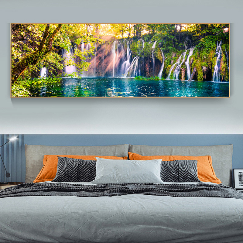 Modern Big Size Landscape Fall Nature Green Tree Canvas Painting Lake Posters and Prints Wall Pictures for Bedroom Home Decor