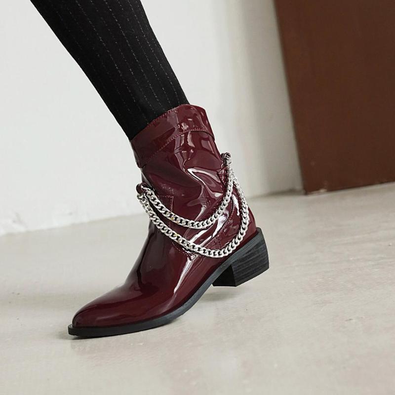 Women Zipper Square Heel Ankle Boots Autumn Winter Fashion Western Boots Ladies Comfort Pointed Toe Chain Short Black 39
Women Zipper Square Heel Ankle Boots Autumn Winter Fashion Western Boots Ladies Comfort Pointed Toe Chain Short Black 39