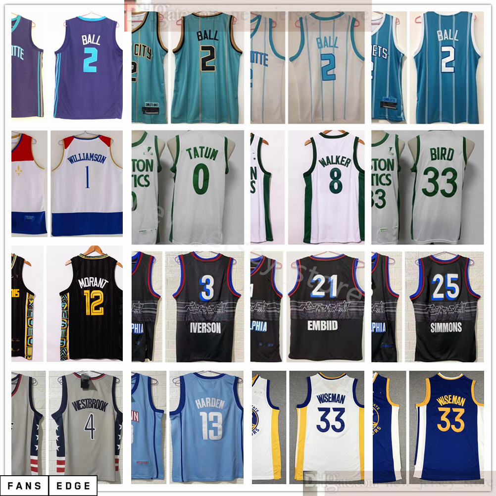 2021 New City Basketball Jayson 4 Westbrook 0 Tatum 13 Harden 33 Wiseman 12 Morant Ben Joel Simmons Embiid LaMelo 2 Ball Jerseys, As picture
2021 New City Basketball Jayson 4 Westbrook 0 Tatum 13 Harden 33 Wiseman 12 Morant Ben Joel Simmons Embiid LaMelo 2 Ball Jerseys, As picture