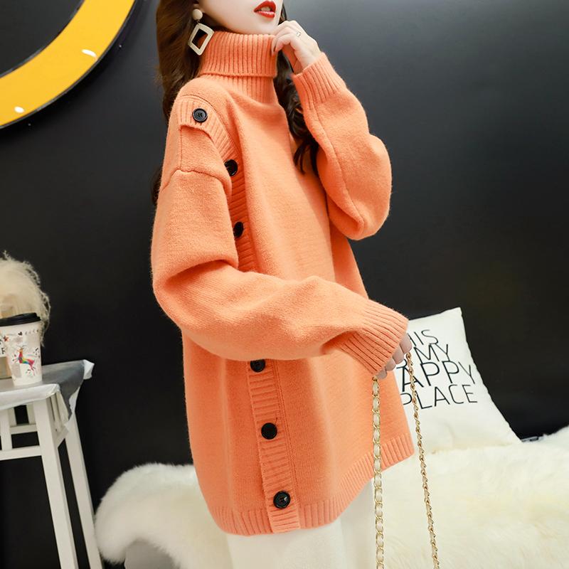 Knitted Turtleneck Sweater Women Casual Loose Button Patchwork Fashion Non-Symmetrical Korean Solid Pullove Female Knitwear Tops, Black
Knitted Turtleneck Sweater Women Casual Loose Button Patchwork Fashion Non-Symmetrical Korean Solid Pullove Female Knitwear Tops, Black