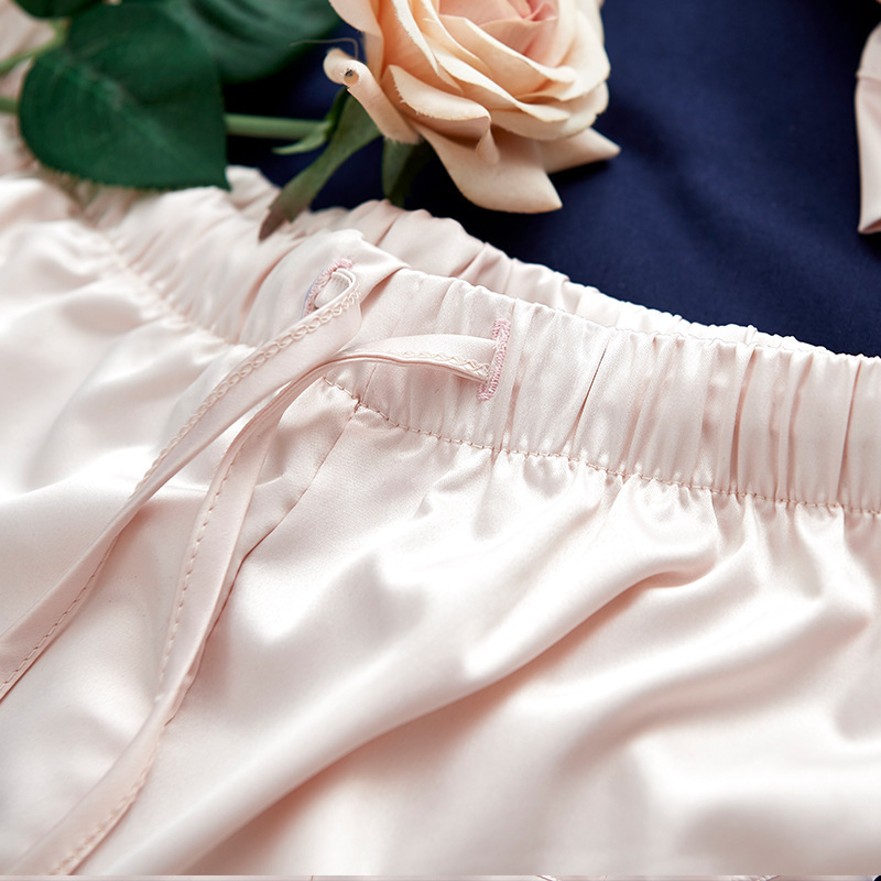silk women's pajamas with shorts Satin Embroidery Rose Floral home clothes sleeping clothing women lingerie Spring 210203